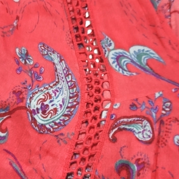 Free People Just The Two Of Us Printed Tunic Pink/Red Size Small - Picture 9 of 16